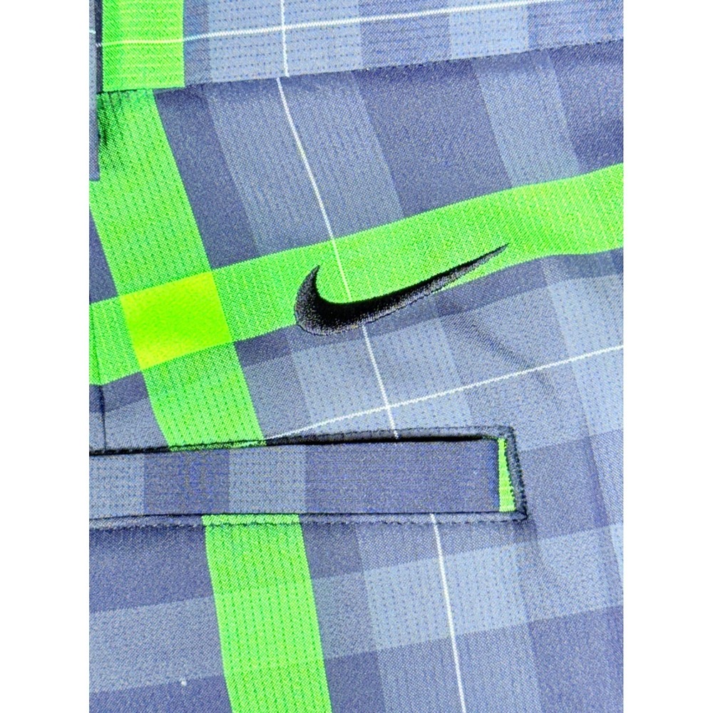 Nike Golf Mens Plaid Shorts Dri Fit Size 34 Green Blue Athletic Performance
